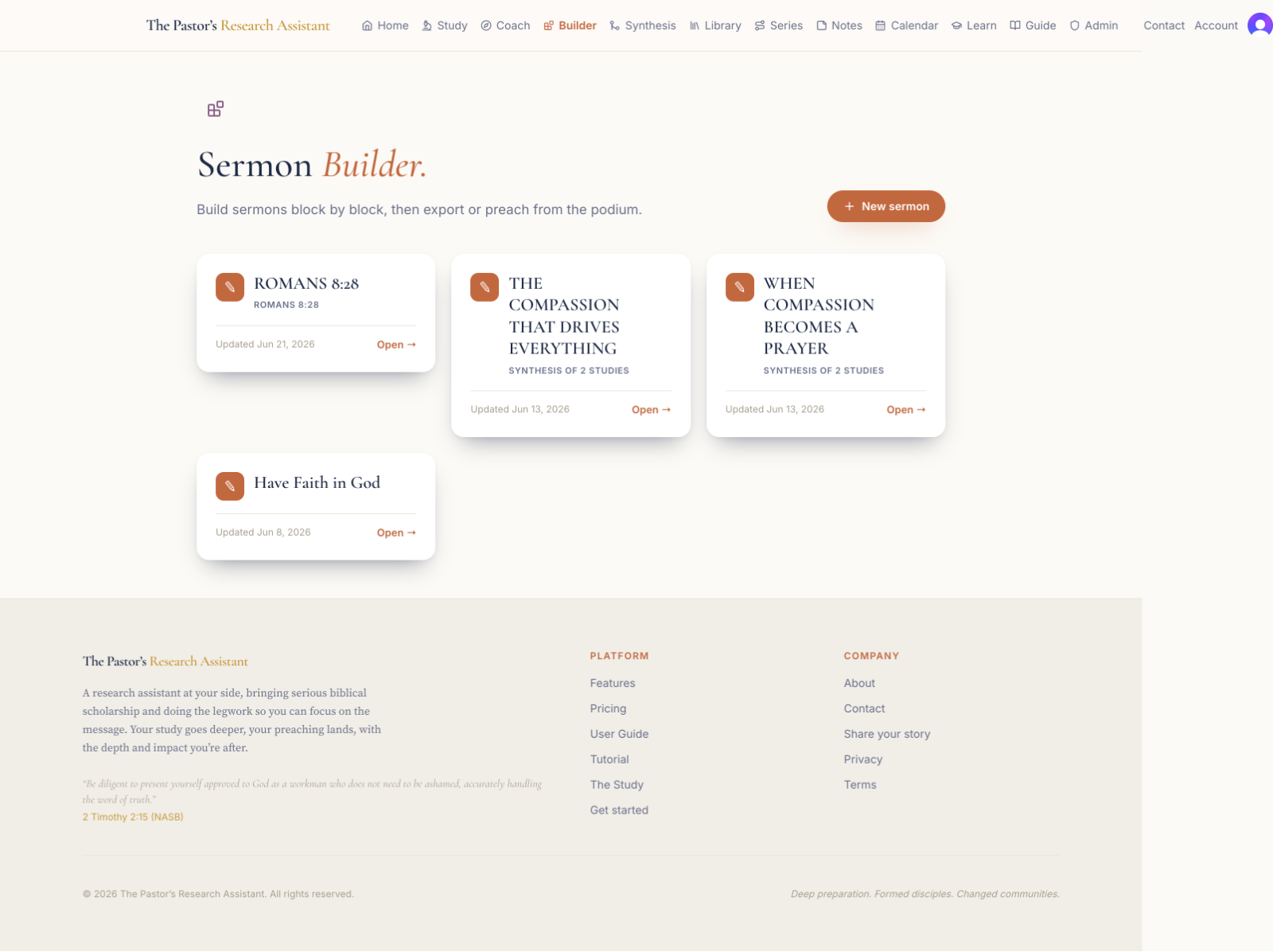 Shape and format in the Sermon Builder screen