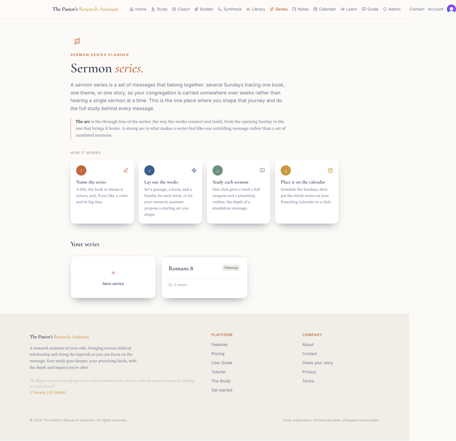Plan a preaching series screen